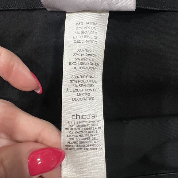 Chico's Size 00 US XS 2 Fabulously Slimming Ponte Pull On Slim Leg Pants Black - Picture 7 of 12